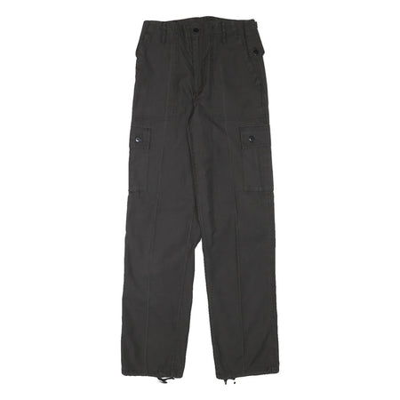Mens Regular Fit Cotton Blend Cargo Trousers Black W27 L32 Utility Workwear