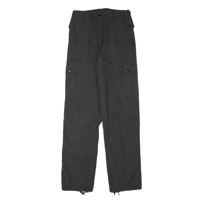 Mens Regular Fit Cotton Blend Cargo Trousers Black W27 L32 Utility Workwear