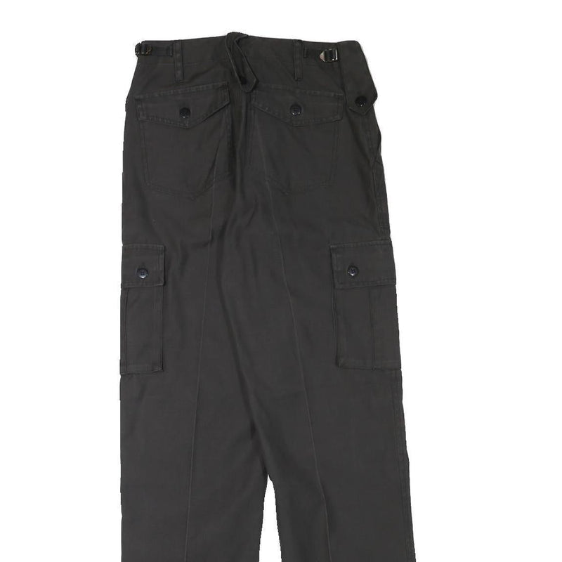 Mens Regular Fit Cotton Blend Cargo Trousers Black W27 L32 Utility Workwear