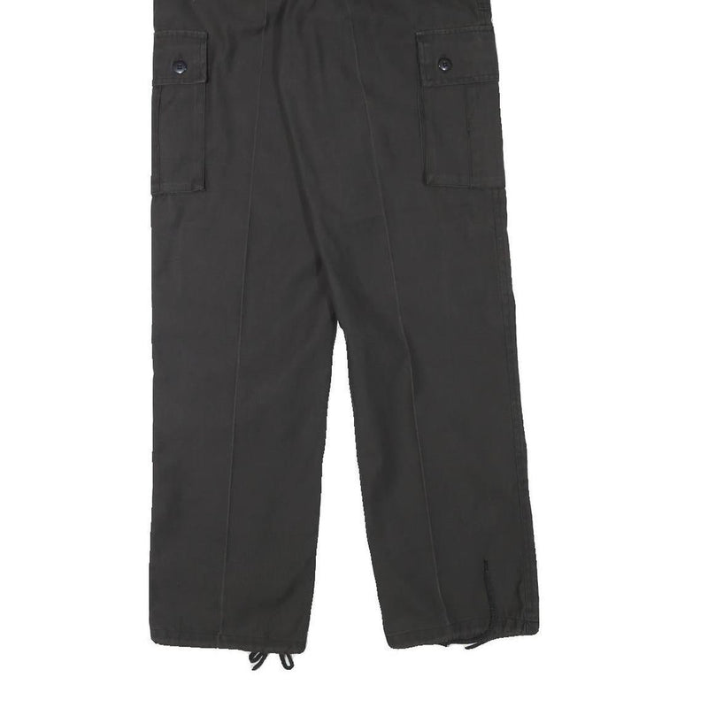 Mens Regular Fit Cotton Blend Cargo Trousers Black W27 L32 Utility Workwear