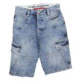 STEINAR Mens Shorts Blue Casual Denim M W30 Cargo Pocket Lightweight