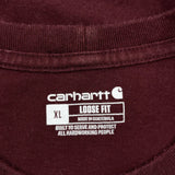 Carhartt Long Sleeve T-Shirt - XL Burgundy Cotton