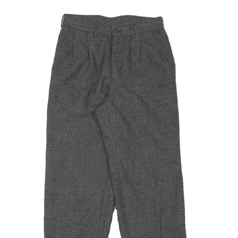Womens Regular Grey Wool Blend Trousers W24 L28 Zip Closure Classic Fit