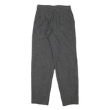 Womens Regular Grey Wool Blend Trousers W24 L28 Zip Closure Classic Fit