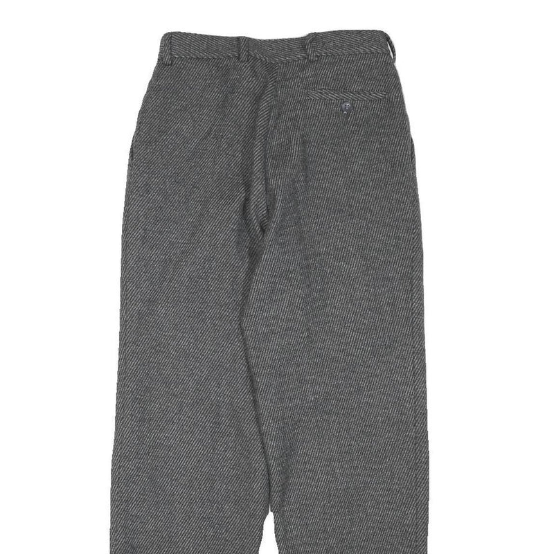Womens Regular Grey Wool Blend Trousers W24 L28 Zip Closure Classic Fit