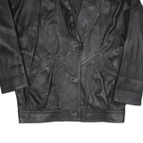 LEDERMODERN FABRIKATION J. TAKA Womens Black Button Faux Leather Jacket L Soft