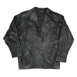 LEDERMODERN FABRIKATION J. TAKA Womens Black Button Faux Leather Jacket L Soft