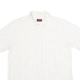 KAPPA Mens White & Beige Striped Shirt XL Casual Cotton Button Down