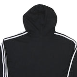 ADIDAS Womens Black Cropped Hoodie UK 12 Cotton Blend Casual Sports Sweatshirt