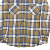 SCHMIDT Mens Brown & Blue Check Shirt L Long Sleeve Cotton Blend Casual