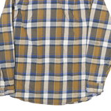 SCHMIDT Mens Brown & Blue Check Shirt L Long Sleeve Cotton Blend Casual