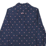 TOMMY HILFIGER Womens Navy Blue Sailboat Print Shirt S Cotton Blend Casual