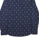 TOMMY HILFIGER Womens Navy Blue Sailboat Print Shirt S Cotton Blend Casual