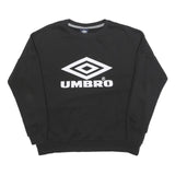 UMBRO Womens Black Cotton Blend Sweatshirt M Crew Neck Logo Print