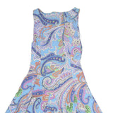 LAUREN RALPH LAUREN Womens Blue Paisley Fit & Flare Woven Sleeveless Midi Dress