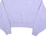 NIKE Womens Purple Crew Neck M Cropped Sweatshirt Cotton Pullover