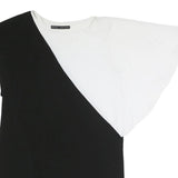 ZARA Womens Black & White Printed Top Short Sleeve Round Neck M Casual