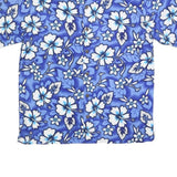 LIQUID HAWAIIAN Mens Blue & White Floral Hawaiian Shirt L Polyester Casual