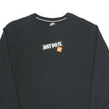NIKE Mens Black Sweatshirt Just Do It S Cotton Blend Crew Neck Long Sleeve