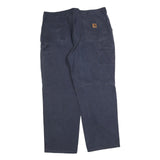 CARHARTT Mens Cotton Blend Blue Relaxed Straight Trousers W42 L32 Workwear Zip
