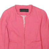 ZARA BASIC Womens Pink Cotton Blend Jacket S Woven Button Closure Elegant Style