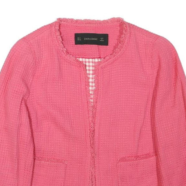 ZARA BASIC Womens Pink Cotton Blend Jacket S Woven Button Closure Elegant Style