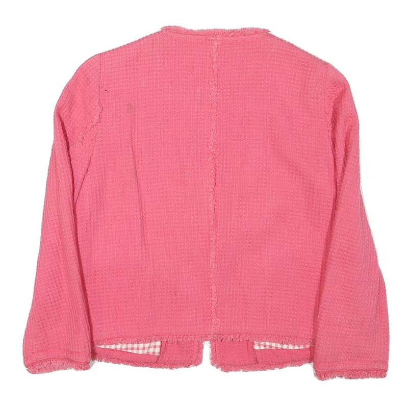 ZARA BASIC Womens Pink Cotton Blend Jacket S Woven Button Closure Elegant Style