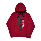 The North Face Spellout Hoodie - Medium Red Cotton
