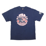 HANES Mens Navy USA Weightlifting Graphic T-Shirt XL Short Sleeve Crew Neck