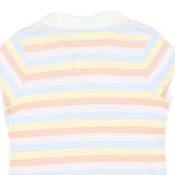 TOMMY HILFIGER Womens White & Pastel Striped Short Sleeve Polo Shirt L Cotton