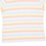 TOMMY HILFIGER Womens White & Pastel Striped Short Sleeve Polo Shirt L Cotton