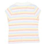 TOMMY HILFIGER Womens White & Pastel Striped Short Sleeve Polo Shirt L Cotton