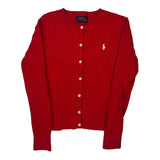 Age 8-9 Polo By Ralph Lauren Cardigan - Medium Red Cotton