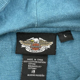 Motorcycle Harley Davidson Graphic Hoodie - Large Blue Cotton