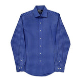 Regent Custom Fit Polo By Ralph Lauren Checked Shirt - Medium Blue Cotton