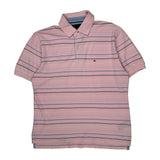 Tommy Hilfiger Striped Polo Shirt - Large Pink Cotton