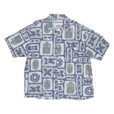 RUSTY Mens Blue Grey Patterned Casual Shirt XL Polynesian Print Summer