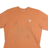 CARHARTT Mens Orange 2XL T-Shirt Short Sleeve Crew Neck Cotton Pocket