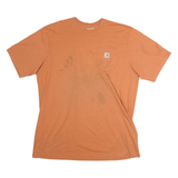 CARHARTT Mens Orange 2XL T-Shirt Short Sleeve Crew Neck Cotton Pocket