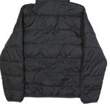 ELLESSE Womens Black Synthetic Puffer Jacket UK 16 Hooded Zip Logo Contrast