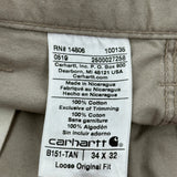 Loose Original Fit Carhartt Carpenter Pants - 31W 32L Khaki Cotton