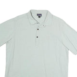 PATAGONIA Mens White & Grey Striped Short Sleeve Polo Shirt M Casual Summer