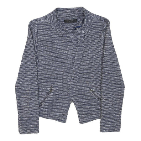 HALLHUBER Womens Blue Cotton Blend Zip Jacket S Woven Textured Pattern Tailored