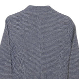 HALLHUBER Womens Blue Cotton Blend Zip Jacket S Woven Textured Pattern Tailored