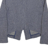 HALLHUBER Womens Blue Cotton Blend Zip Jacket S Woven Textured Pattern Tailored