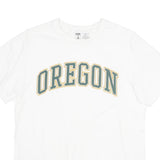 T UNIVERSITY Mens White Oregon Graphic T-Shirt S Short Sleeve Crew Neck Casual
