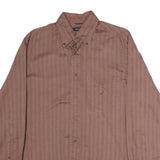 NAUTICA Mens Red Striped Shirt M Cotton Blend Long Sleeve Button Shirt Casual