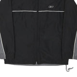 REEBOK Mens Black & Grey Zip Front Track Jacket M Polyester Plain Sportswear