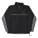 REEBOK Mens Black & Grey Zip Front Track Jacket M Polyester Plain Sportswear