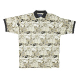 J G HOOK Mens Beige & Brown Golf Print Short Sleeve Polo Shirt L Cotton Blend